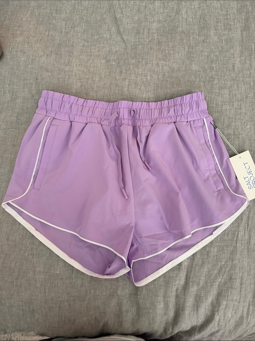Lilac Athletic Shorts with White Piping